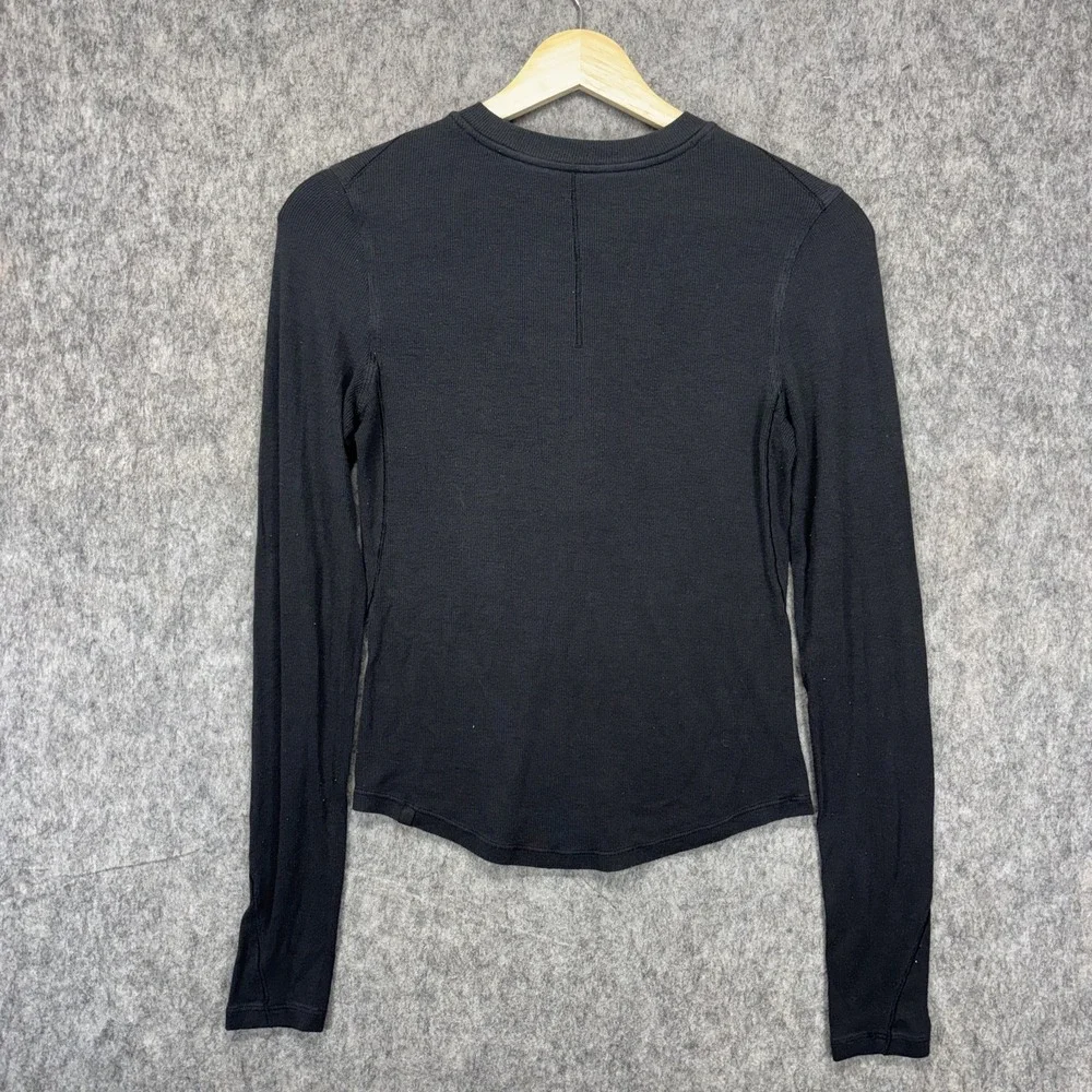 Lululemon Hold Tight Henley Long Sleeve Women's‎ XS Black Cotton Athleisure